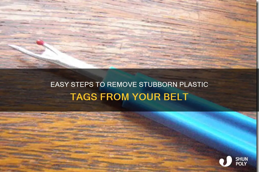 how to get plastic tag off belt