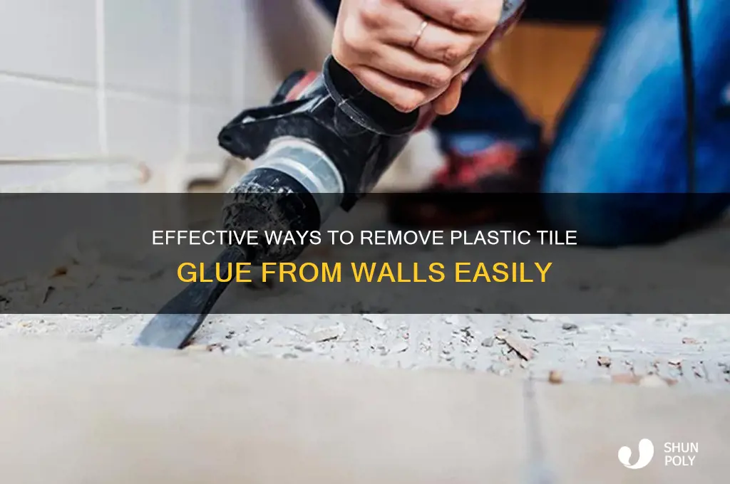 how to get plastic tile glue off walls