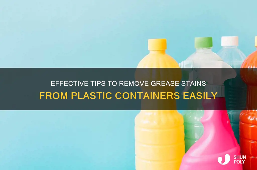 how to get rid of grease stains on plastic containers