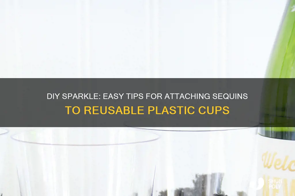 how to get sequins to stick to reusable plastic cup