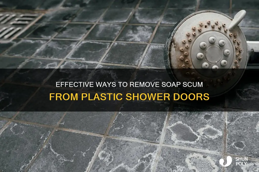 how to get soap scum off plastic shower doors