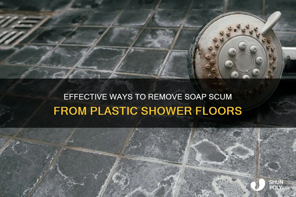 how to get soap scum off plastic shower floor