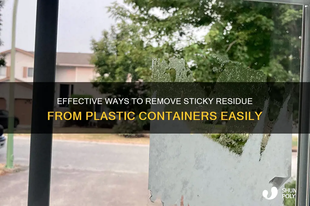 how to get sticky residue off plastic containers