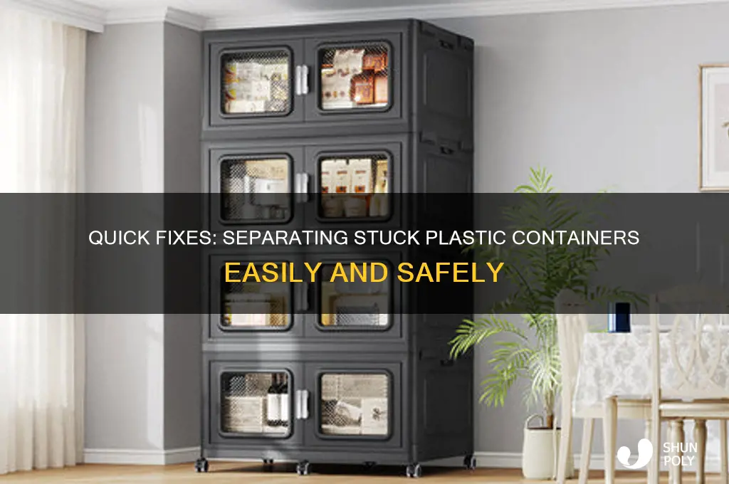 how to get stuck plastic containers apart