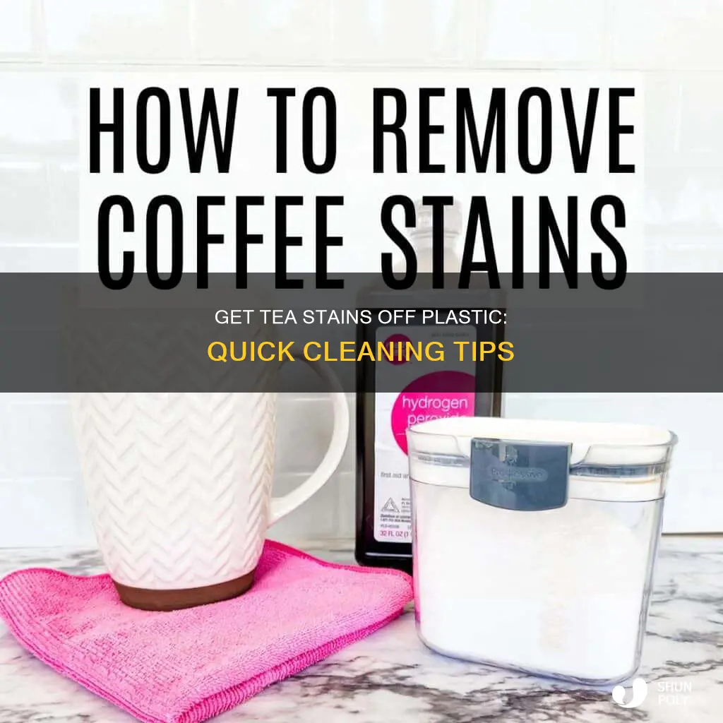 how to gettea stain off plastic piture