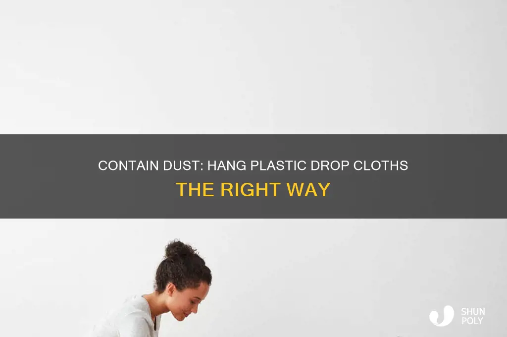 how to hang a plastic drop cloth to contain dust