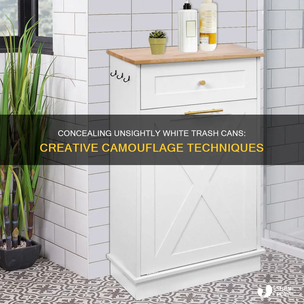 how to hide plastic white trashcan