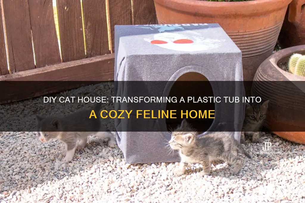 how to make a cat house out of plastic tub