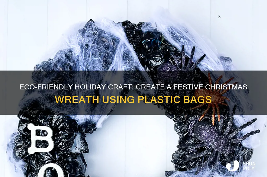 how to make a christmas wreath with plastic bags