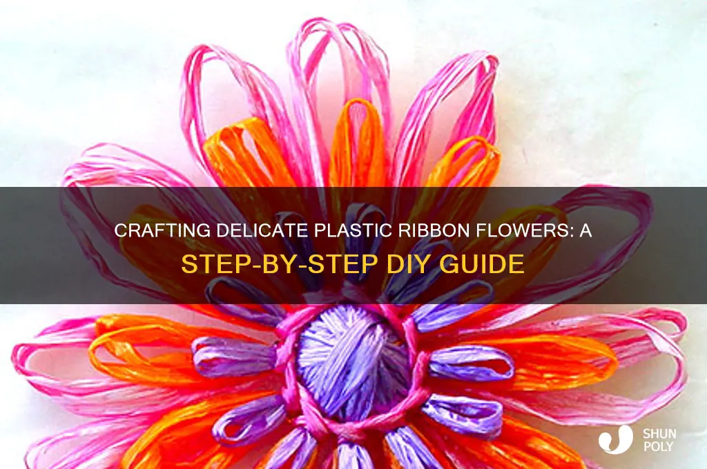 how to make a flower from plastic ribbon