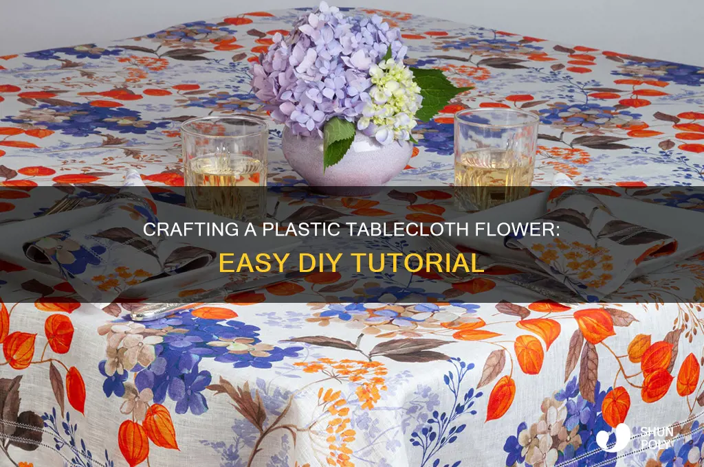 how to make a flower with a plastic table cloth