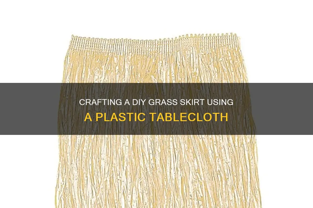 how to make a grass skirt from a plastic tablecloth