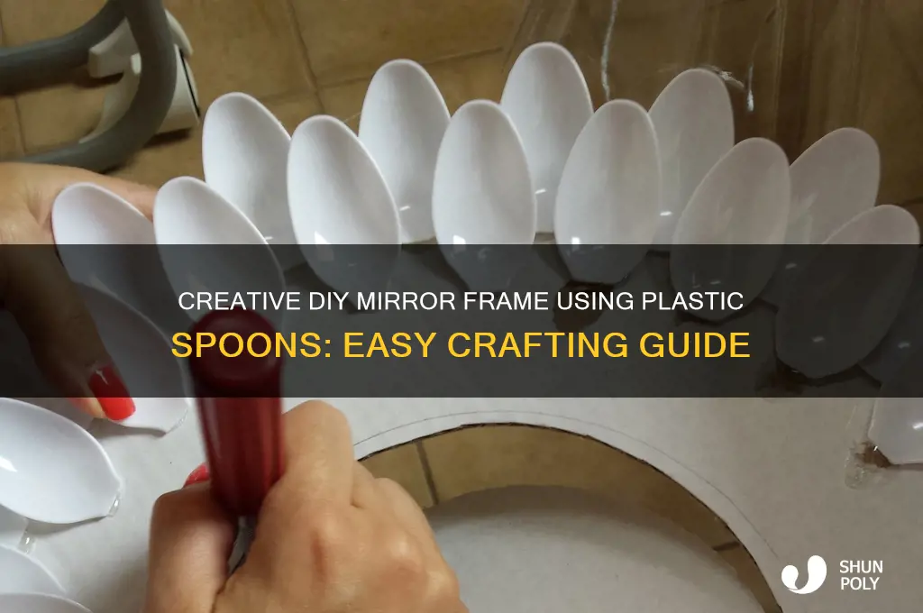 how to make a mirror frame with plastic spoons