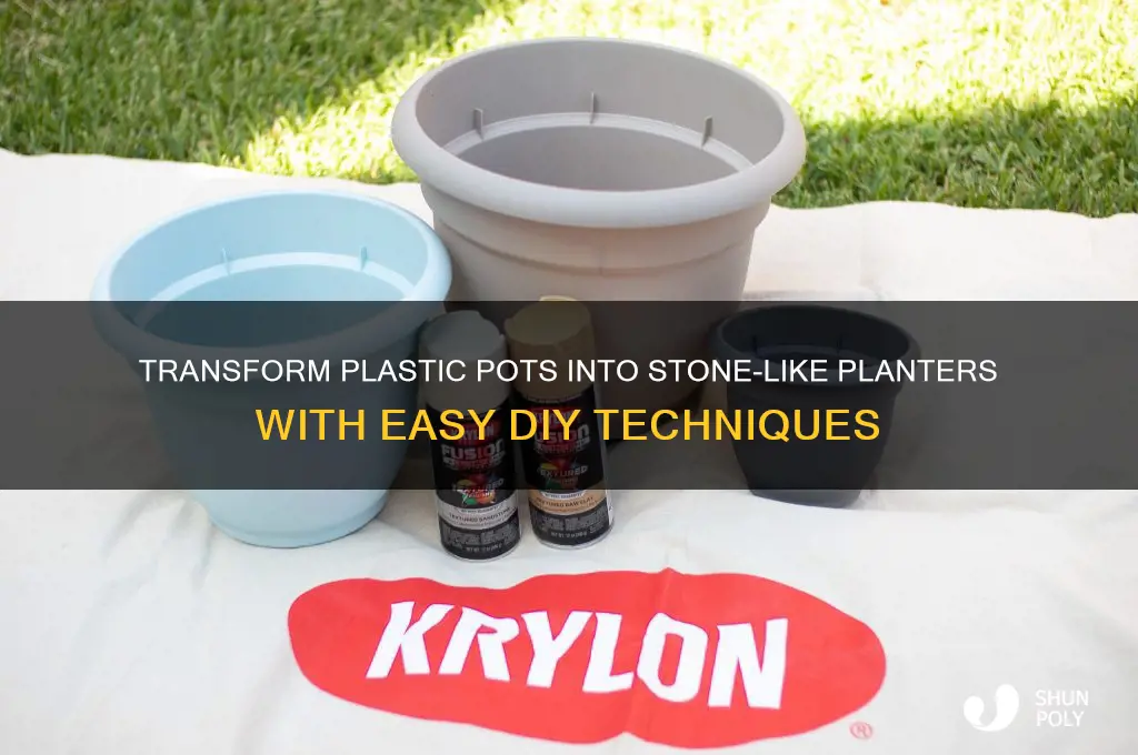 how to make a plastic flower pot look like stone