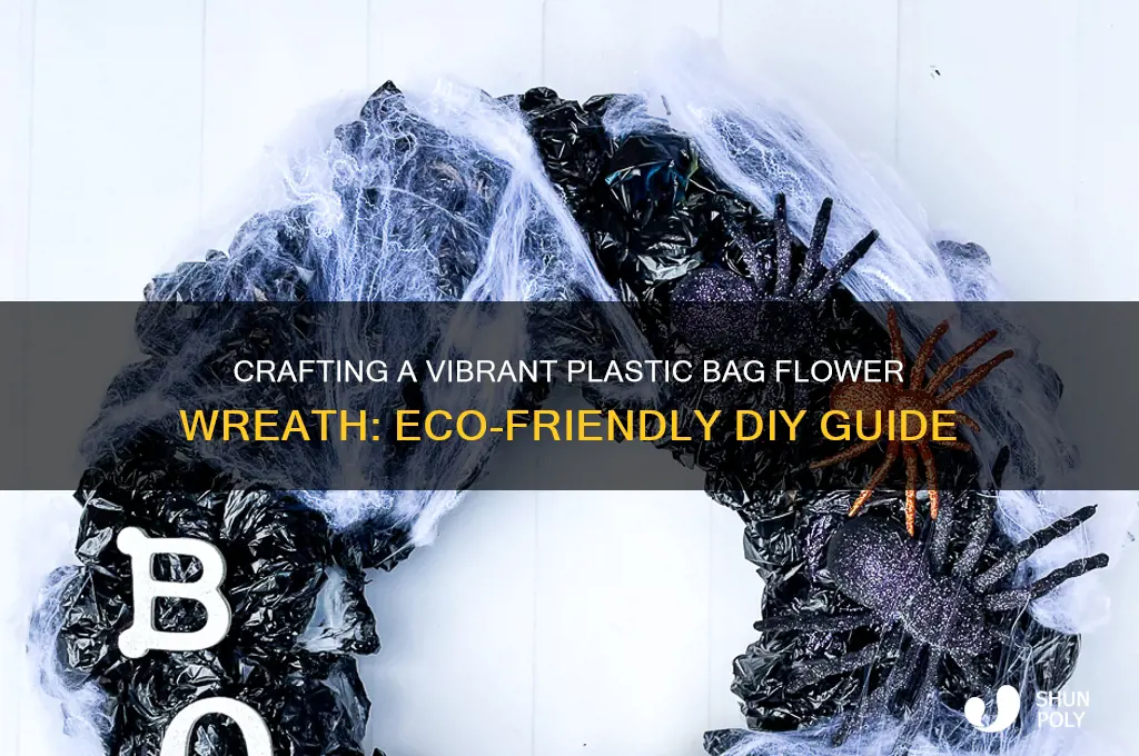 how to make a plastic grocery bag flower wreath