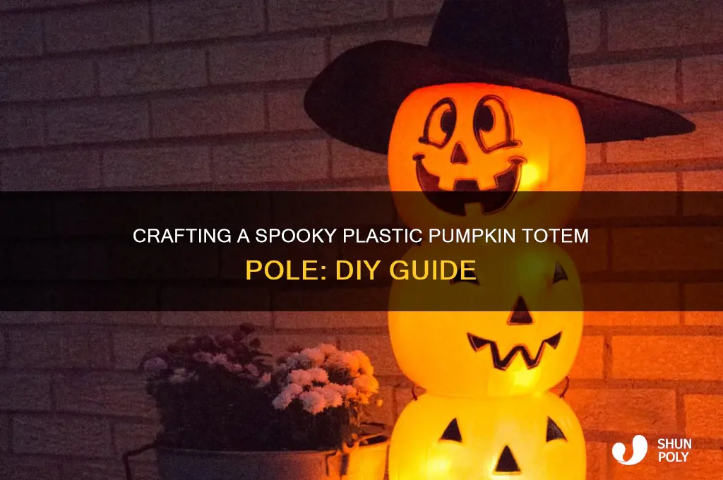 how to make a plastic pumpkin totem pole