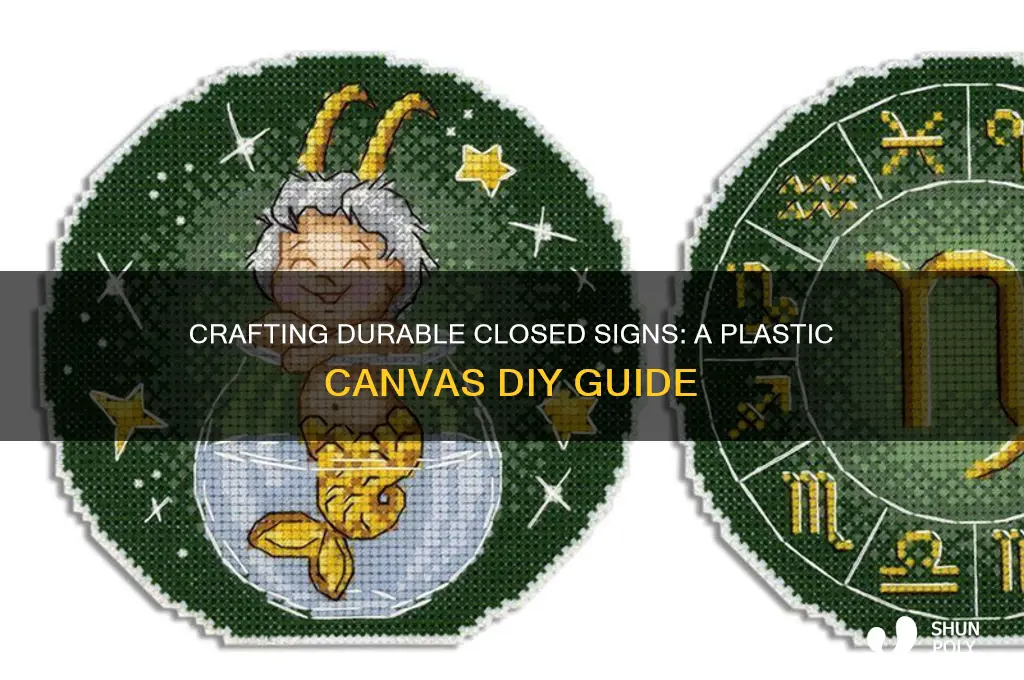 how to make closed signs on plastic canvas