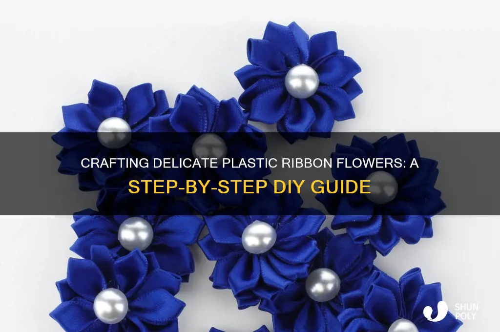 how to make flower from plastic ribbon