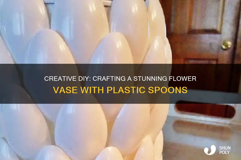 how to make flower vase with plastic spoons