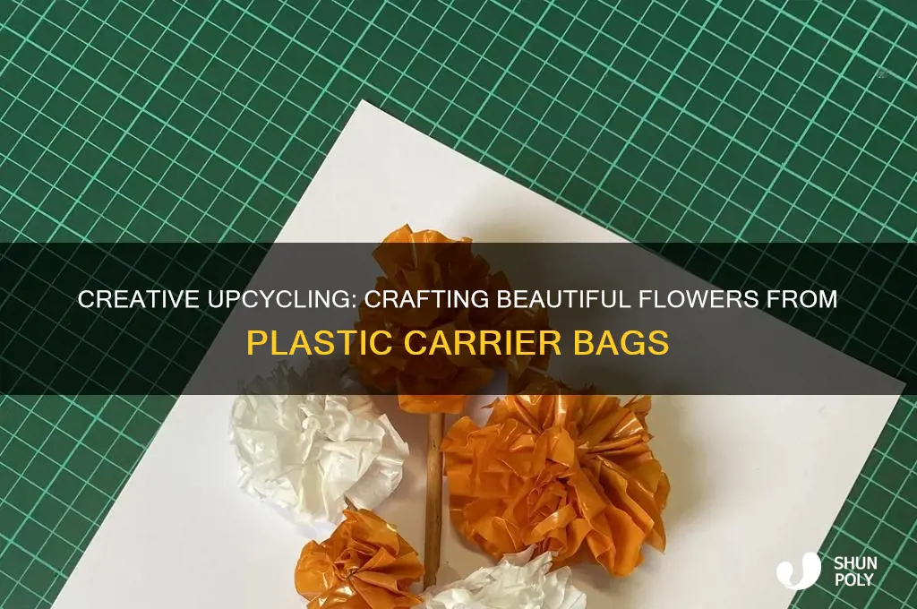how to make flowers from plastic carrier bags