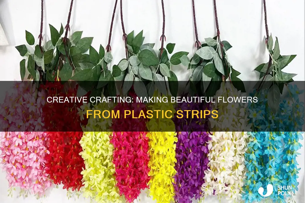 how to make flowers from plastic strips