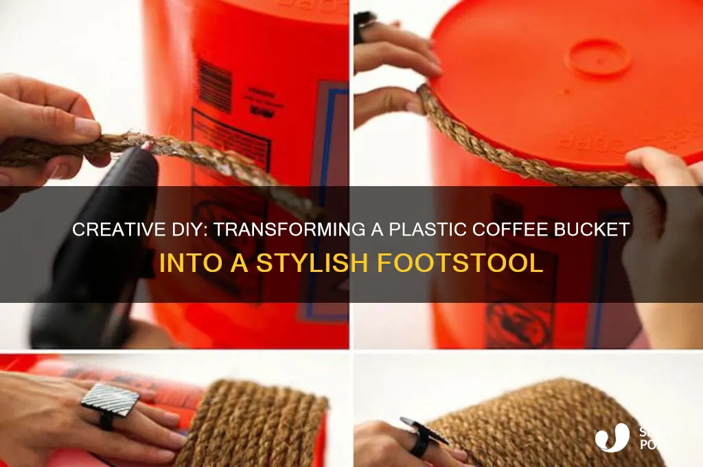 how to make footstool out of plastic coffee bucket