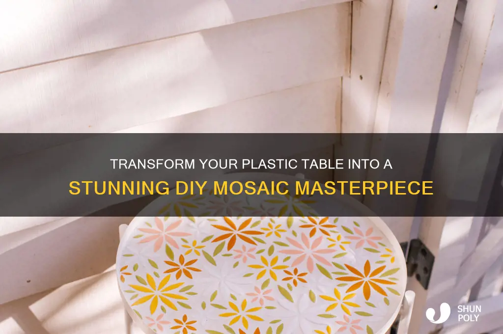 how to make mosaic table with plastic table