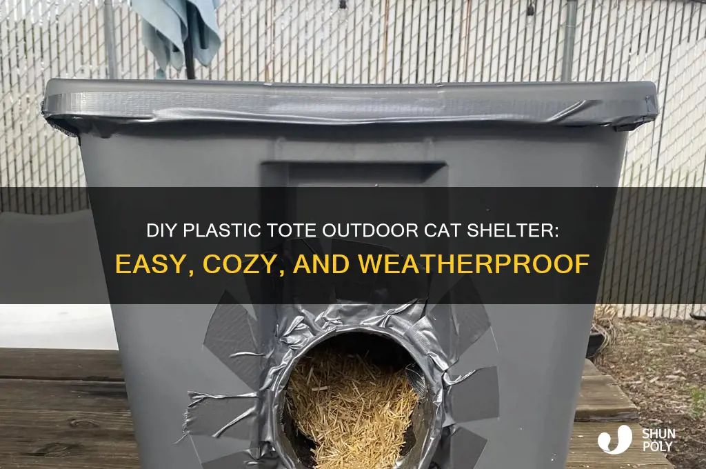 how to make outdoor cat shelter from plastic tote