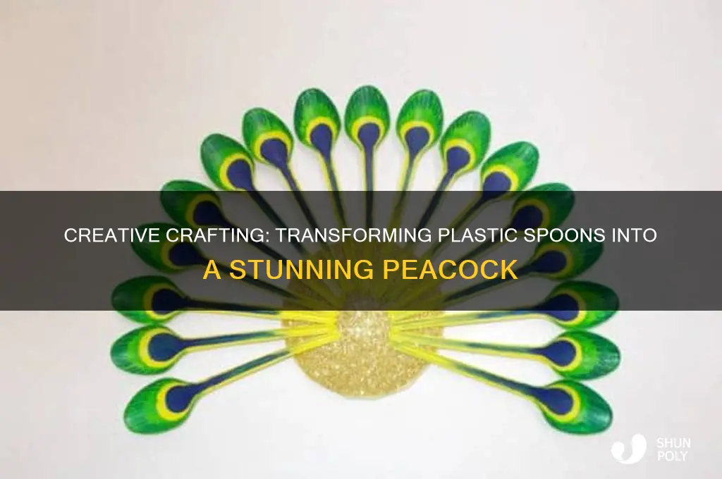 how to make peacock out of plastic spoons
