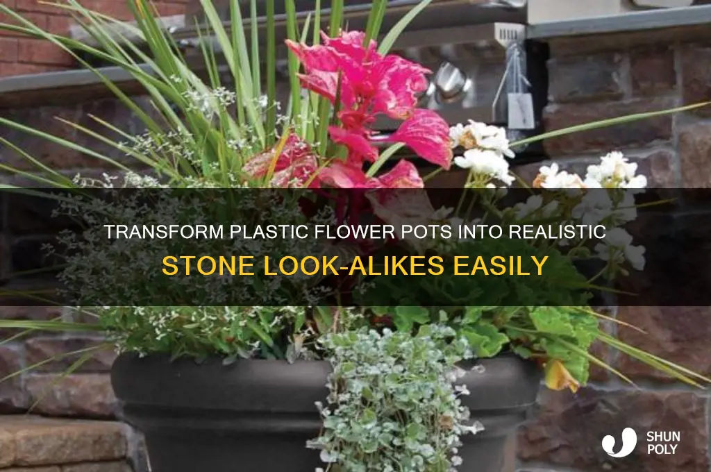 how to make plastic flower pots look like stone