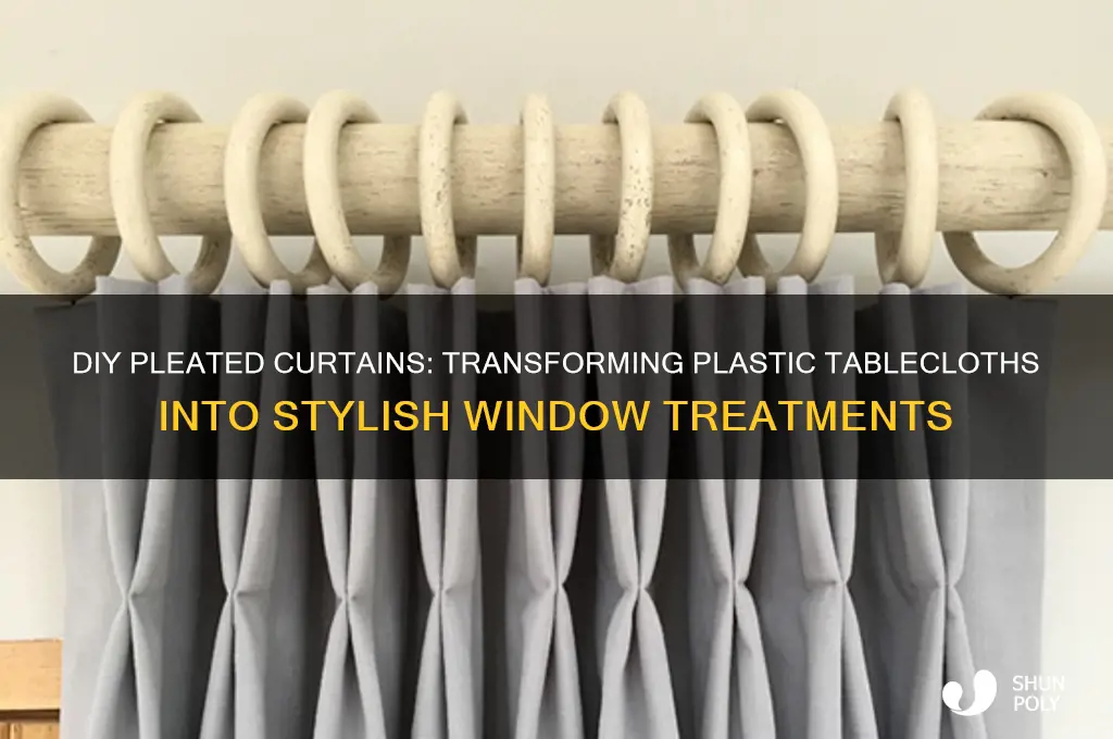 how to make pleated curtains out of plastic tablecloth