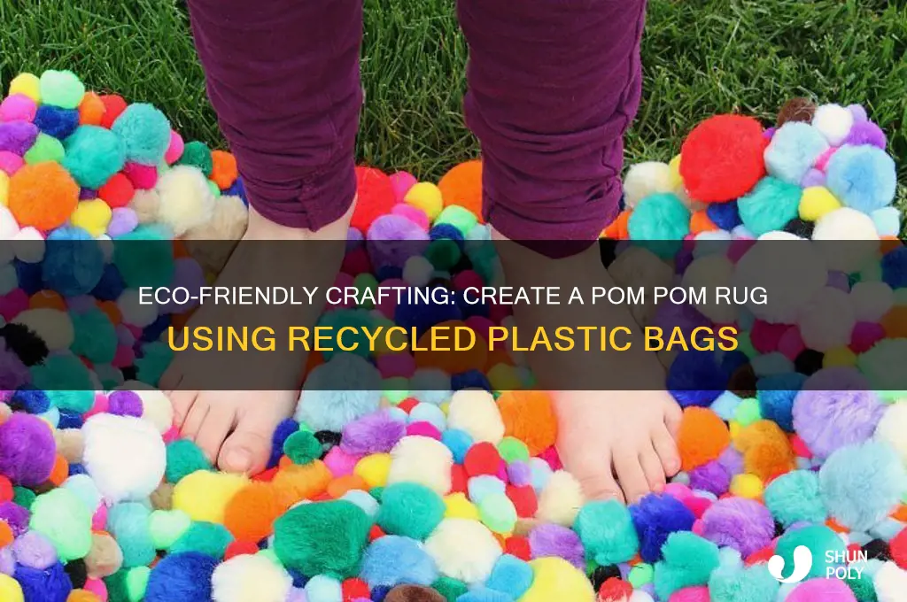 how to make pom pom rug with plastic bags