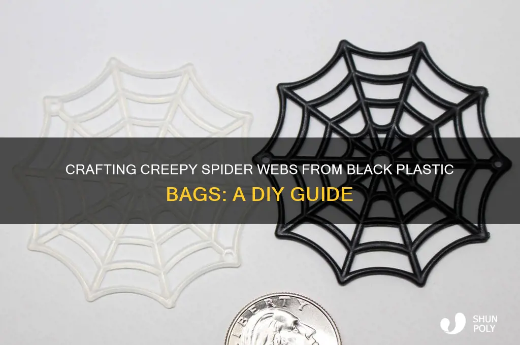 how to make spider webs out of black plastic bags