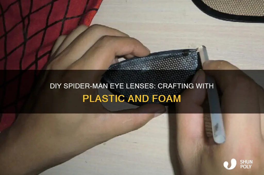 how to make spiderman eye lenses with plastic and foam