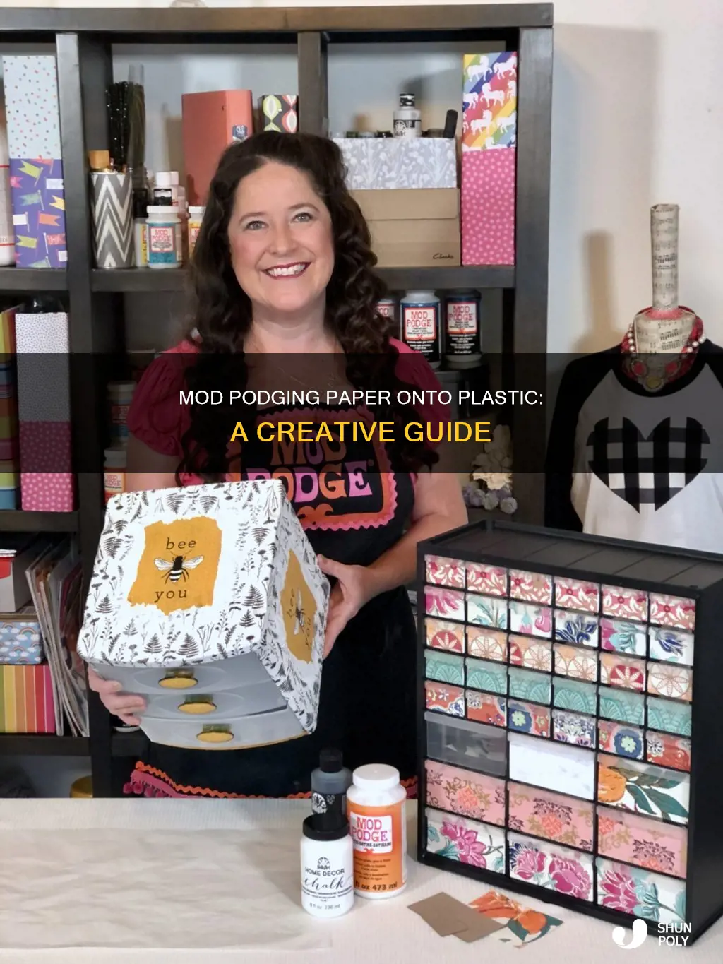how to mod podge paper onto plastic