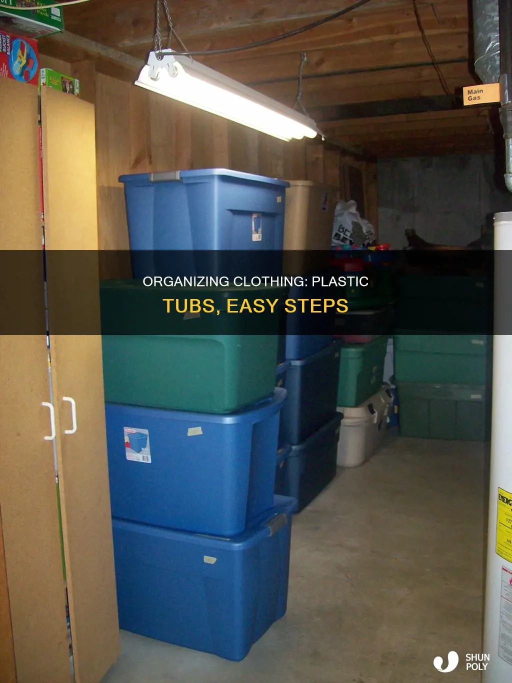 how to organize clothing in plastic tubs