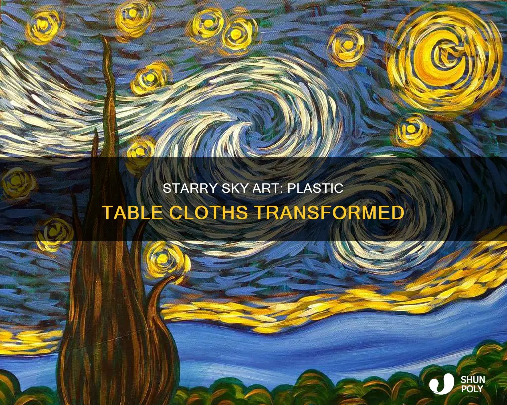 how to paint a stary sky with plastic table cloths