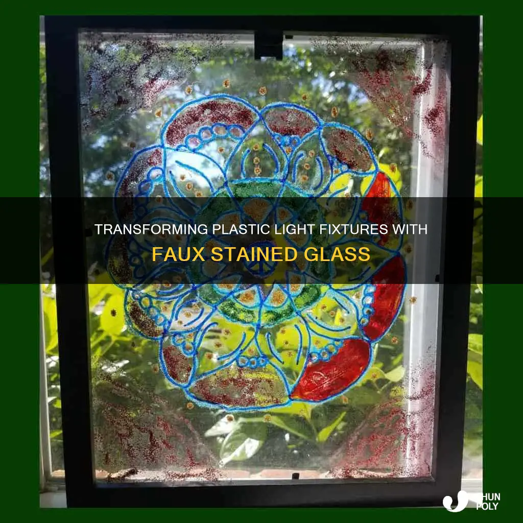 how to paint faux stained glass on plastic light fixture