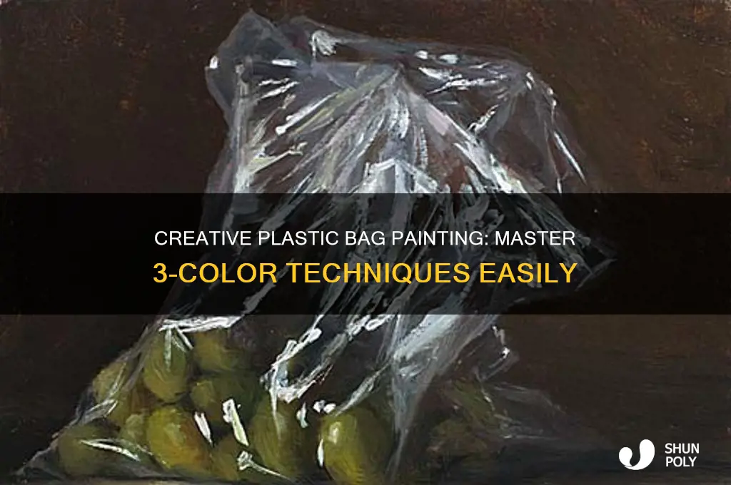 how to paint with plastic bags using 3 different colors