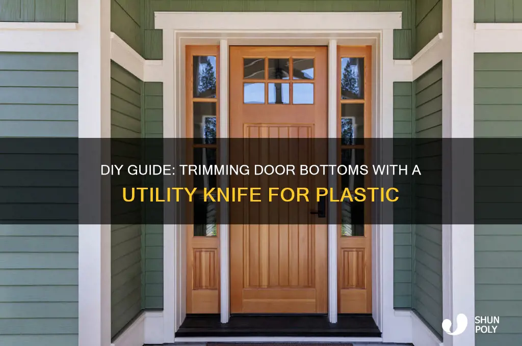 how to plastic cut door bottom with utility knife
