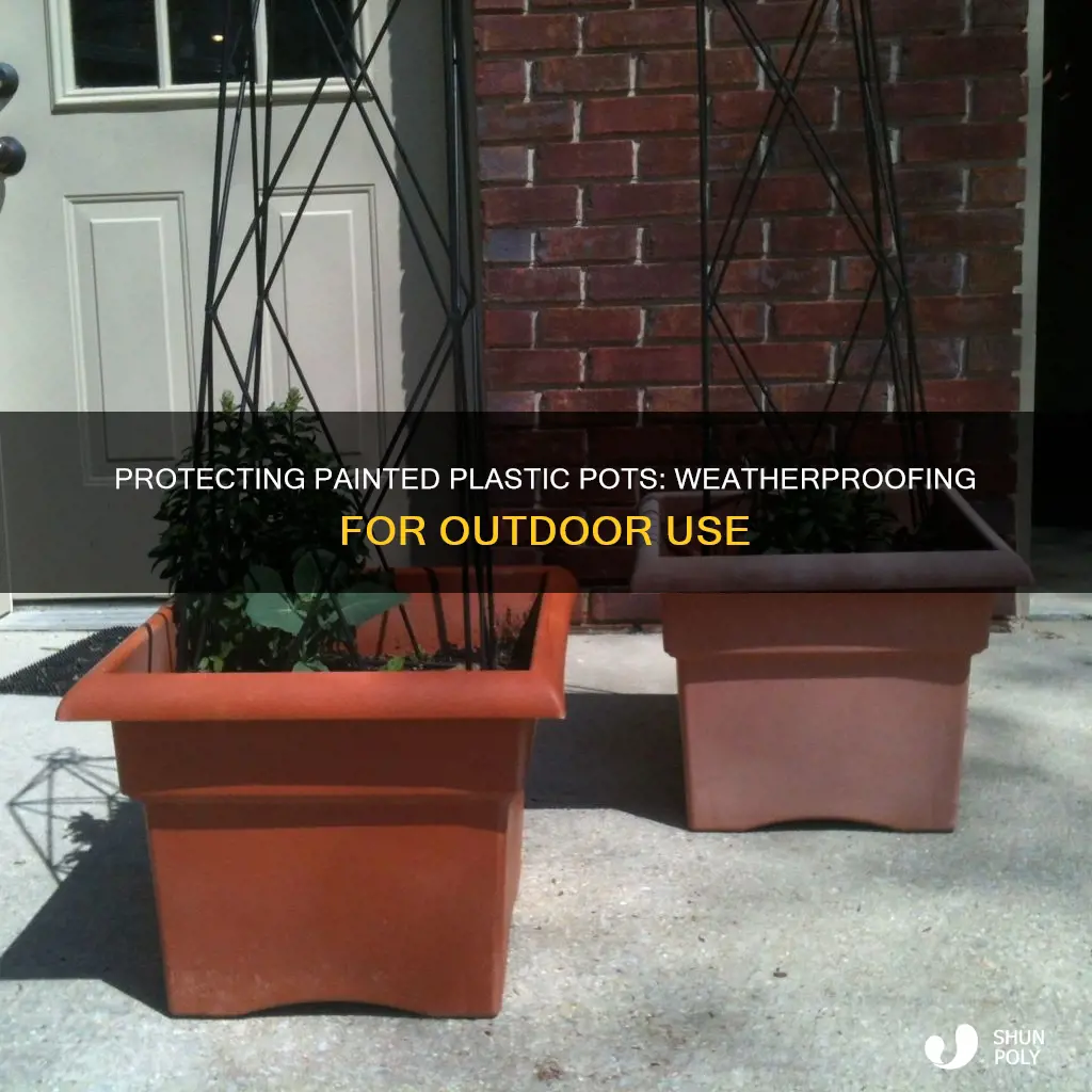 how to protect painted plastic pots outside