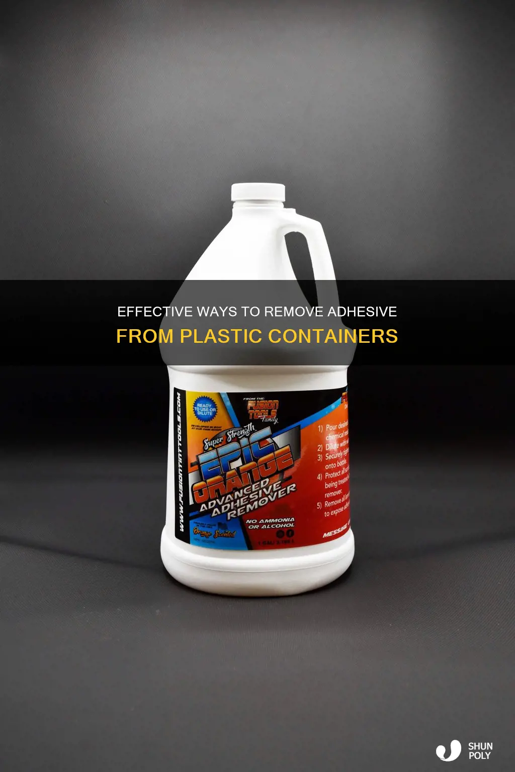 how to remove adhesive from plastic container