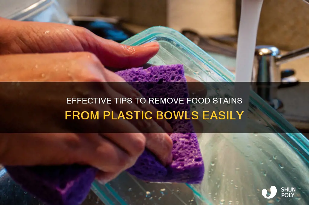 how to remove food stains from plastic bowls