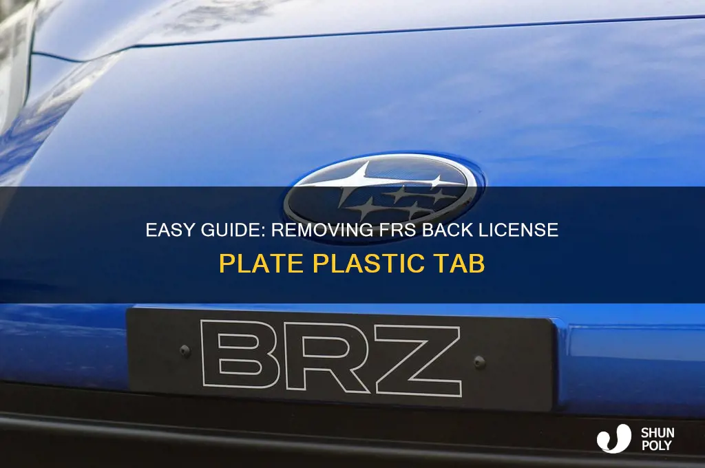 how to remove frs back license plate plastic tab