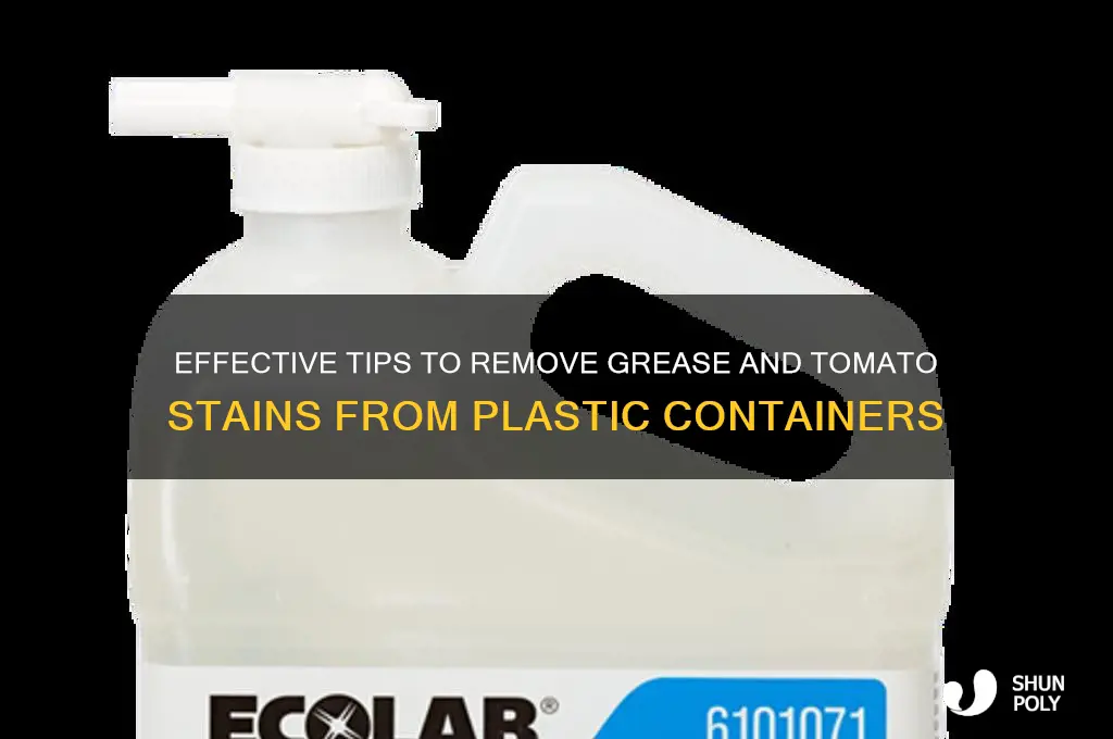 how to remove grease tomatoe stains from plastic containers