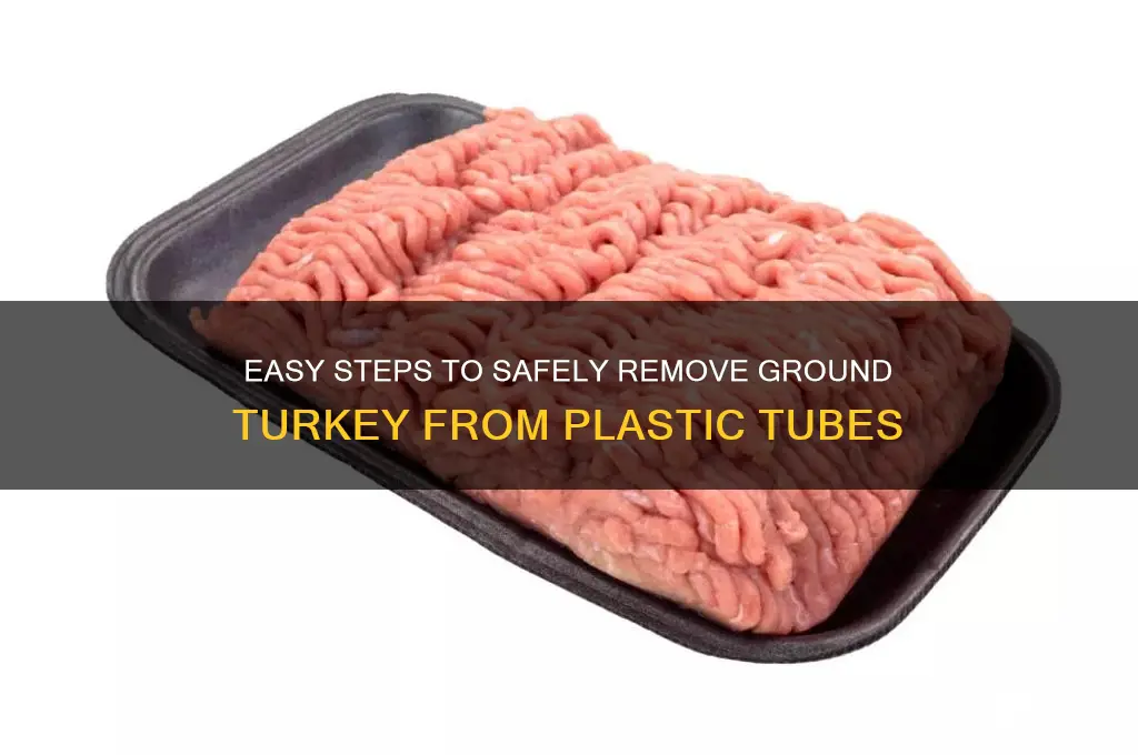 how to remove ground turkey from plastic tubes