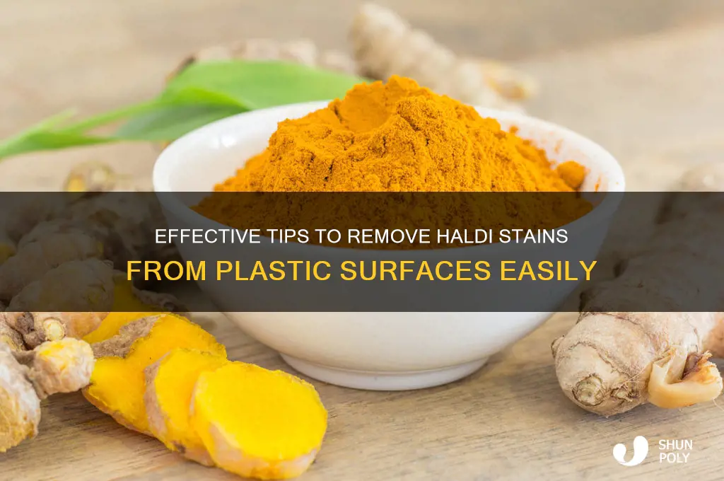 how to remove haldi stain from plastic