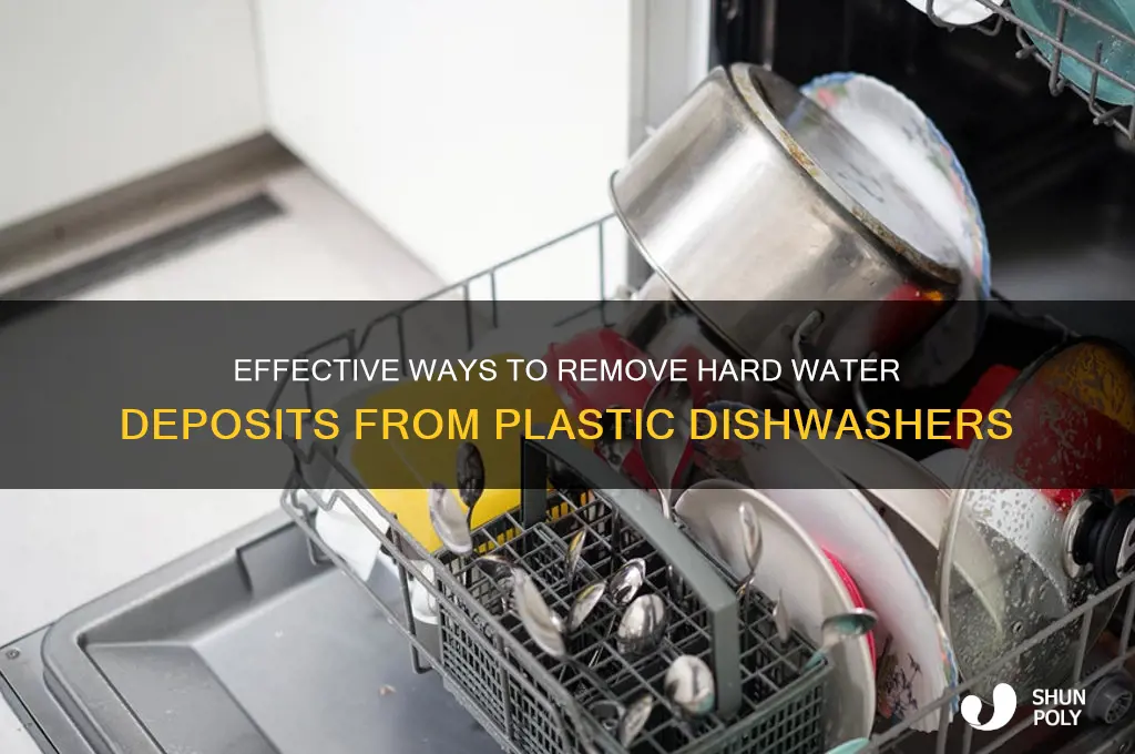 how to remove hard water deposits from plastic dishwasher