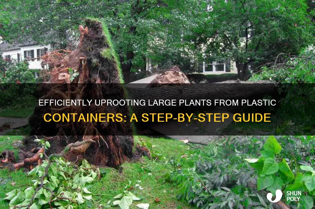 how to remove large plant from plastic container