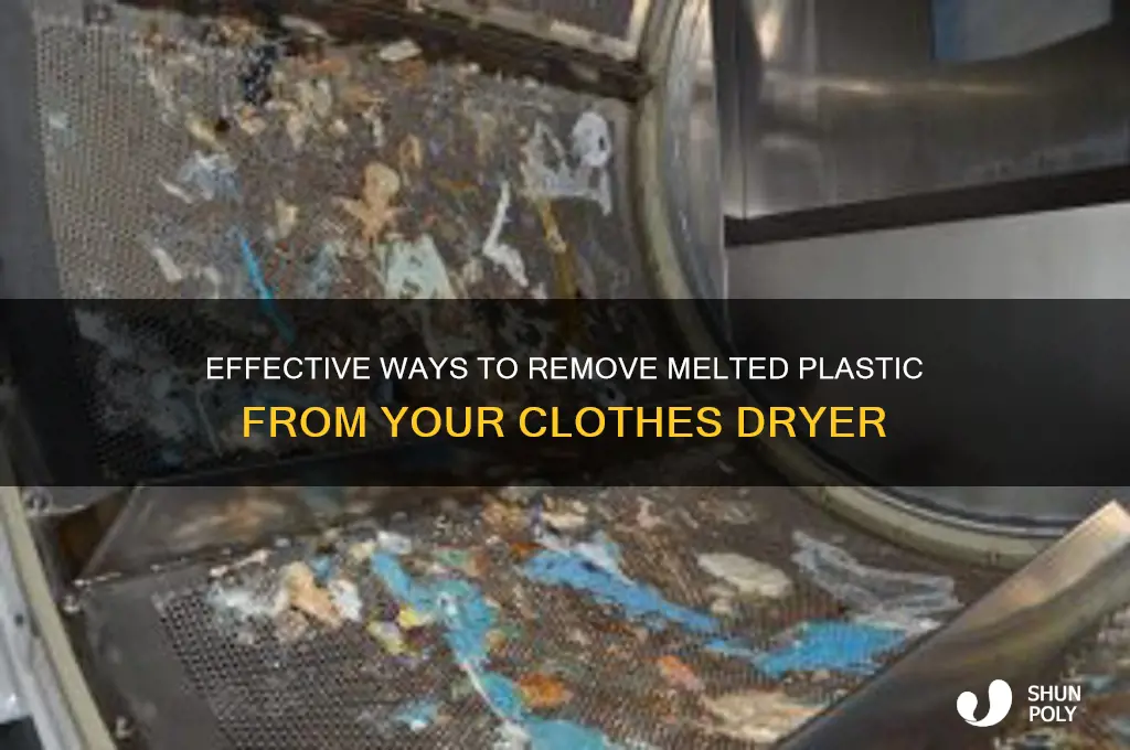 how to remove melted plastic from clothes dryer
